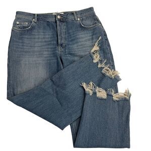 We the Free Free People High Rise Distressed Raw‎ Hem Jeans Sequoia Blue sz 27